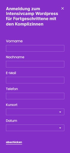 Individuell konfigurierbares Formular f&uuml;r Online-Eventnameldungen