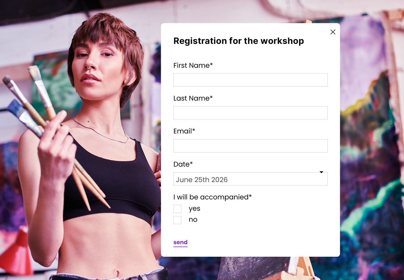 Workshop registration using individual online form